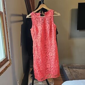 J. Crew Vibrant Coral Lace Dress
